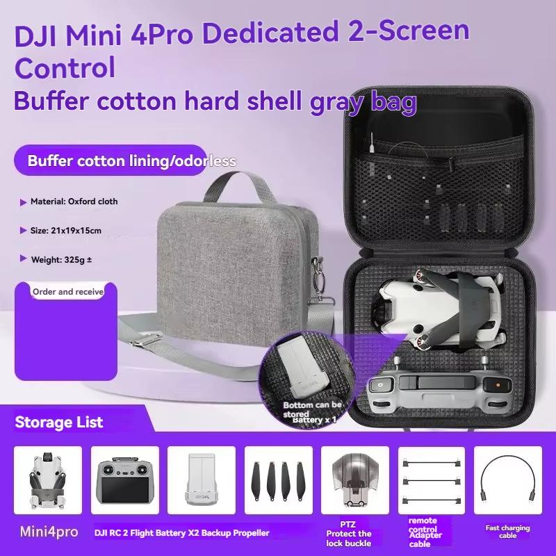 For DJI Mini 4 Pro RC-N2/RC2 Case, Portable Travel Bag Carrying Case for DJI Mini 4 Pro/MIni 3 Pro Drone Accessories Bag (Gray)