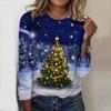 Женский новый повседневный топ с круглым вырезом и длинным рукавом на осень-зиму 2025 года с 3D-рождественским узором. Идеальный подарок на Хэллоуин и Рождество.