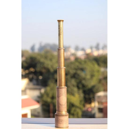 Leather and Brass Portable Telescope || Hand Crafted Beautiful Brass Decorative for Home/offlice