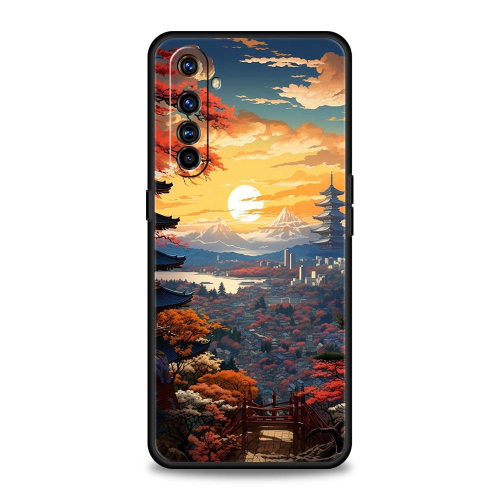 Японский пейзаж Чехол для телефона Для Realme 12 11 10 9 8 5G 7 6 GT5 GT3 GT2 Pro Plus C21 C11 C25 C35 GT Neo 2 3 3T 5 Мягкий чехол