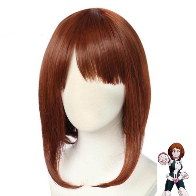 Аниме Мой Герой Академия Очако Урарака Короткий Коричневый Боб Термостойкий Косплей Костюм Парик