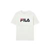 Fila Ss23 Спортивная Повседневная Футболка с Принтом Букв и Большим Логотипом, с Коротким Рукавом и Спущенным Плечом, Унисекс Футболки Кипенно-Белая F51U328199FWT