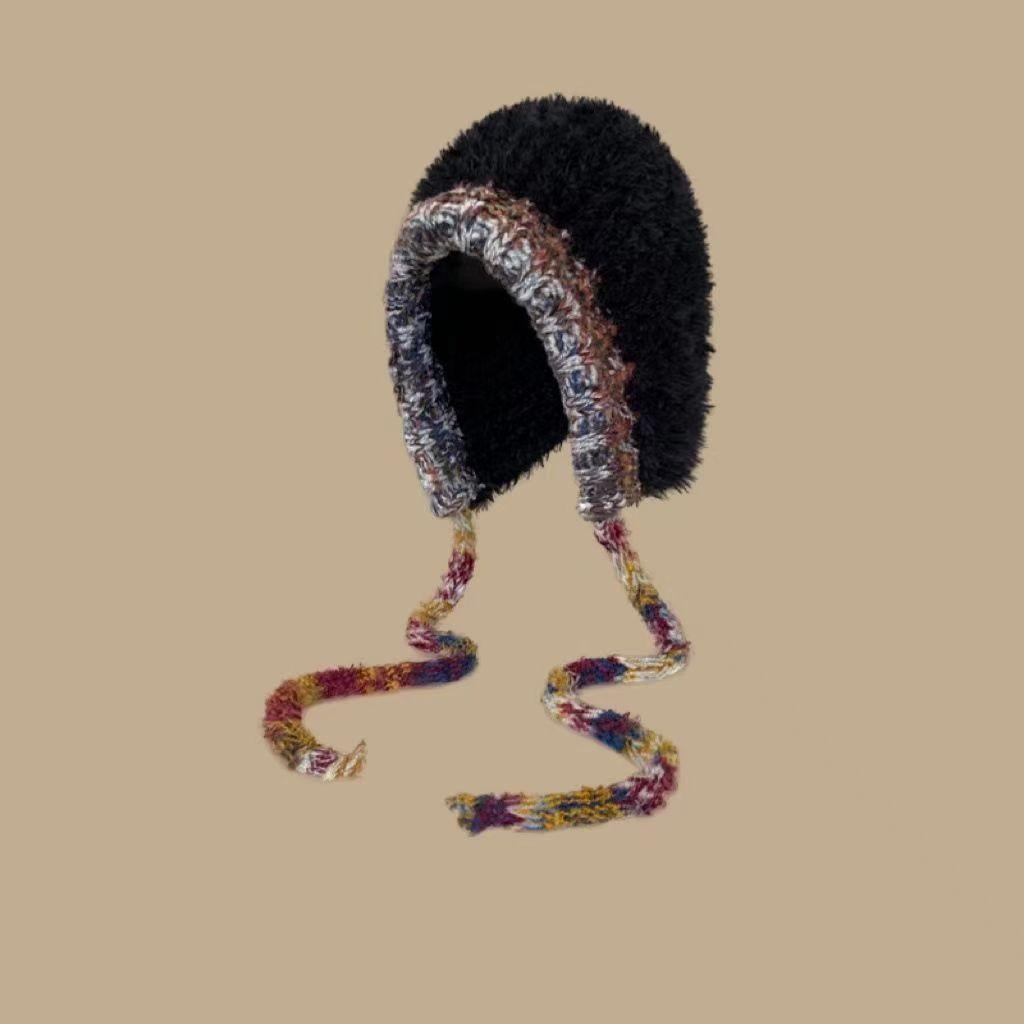 Korean Style Fashionable Plush Hat for Women In Autumn and Winter Face Showing Small Big Head Ear Protection Wool Hat Outdoor Warm Sweet Knit Hat