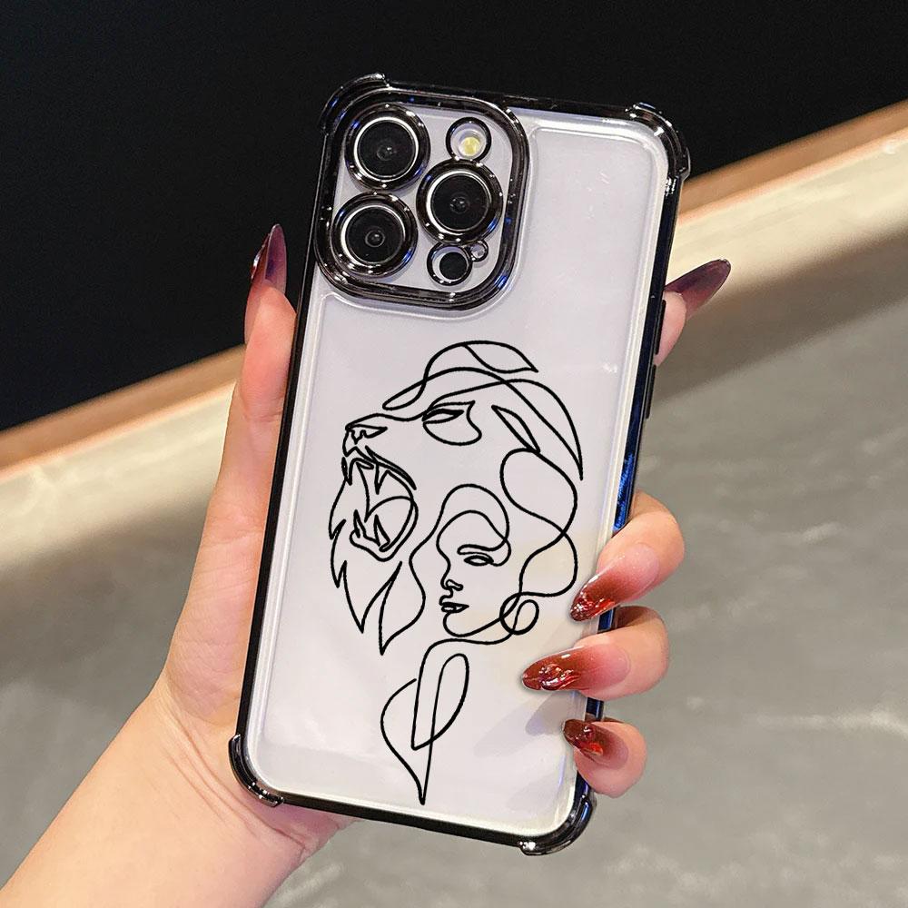 Животное Женщина Девушка Лицо Линия Funda Для iPhone 17 Pro 16 15 14 13 12 11 Pro Max Чехол 17 Plus 17E 16E 17Air Силиконовый Чехол для Телефона