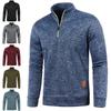 Autumn and Winter Men's Long-sleeved Zipper Stand-up Collar Sweater Sleeve Thin Fleece Top Solid Color Pullover Sports Sweater Jacket Large Size Men