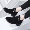 Fashion High Platform Female Ankle Boots Short Shoes for Women Booties Studded Footwear Elegant with Low Heels Work Pu Demi-season Boot