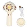 Handheld Fan Creamy White 3 Speed Mode Mist Spray USB Charge Base Design Mini Portable Fan for Home 
