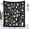 Customizable Velvet Art Blanket Halloween DIY Coloring Blanket, Throw with Ghost Patterns, Color Your Washable Own Cozy for Adults And Kids,