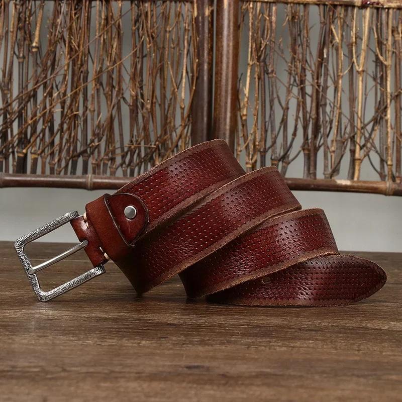 3,8 см чистая коровья кожа высокого качества ремни из натуральной кожи для мужчин фирменный ремень мужской пряжка из нержавеющей стали модные винтажные джинсы ковбой