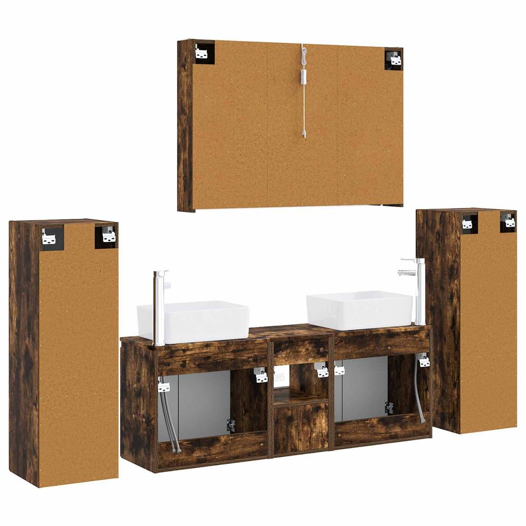 Bathroom Furniture Set 6 pcs Smoked Oak