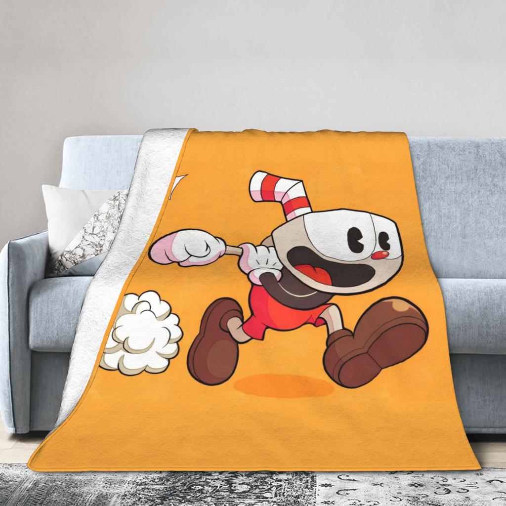 Great Retro Game Battle Cupheads Knitted Blanket Flannel Indie Shooting Super Soft Throw Blanket for Outdoor Travel Bedspread