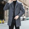 Мужское шерстяное пальто, средний и длинный тренчкот, мужская трендовая повседневная куртка большого размера, приталенная мужская одежда большого размера