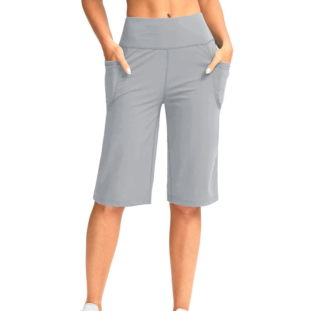 Женские модные однотонные свободные карманные спортивные повседневные шорты для йоги 5/10