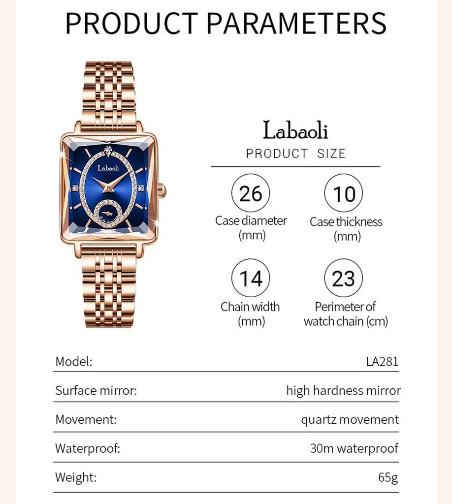 Золотые квадратные часы с бриллиантами, водонепроницаемые, простые, стильные, повседневные, деловые, брендовые, из нержавеющей стали, небольшие, роскошные, синие, подарочные, для женщин, женские