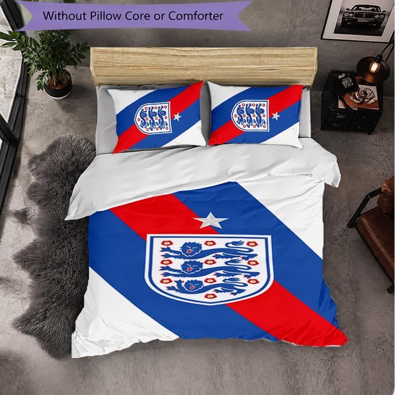 England national football team 3 Piece Bedding Set Soft Duvet Cover Set with Pillowcases Printed Bedroom Decor Set for Home
