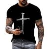 Christ Jesus Men's T-Shirt 3d Cross Print Short Sleeve Harajuku Vintage Top Tees Men's Summer Casual Shirt
