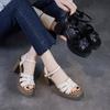 Fashion Top Layer Cowhide Roman Sandals For Women, New High Heels And Height Increasing Sandals For Spring And Summer 2025