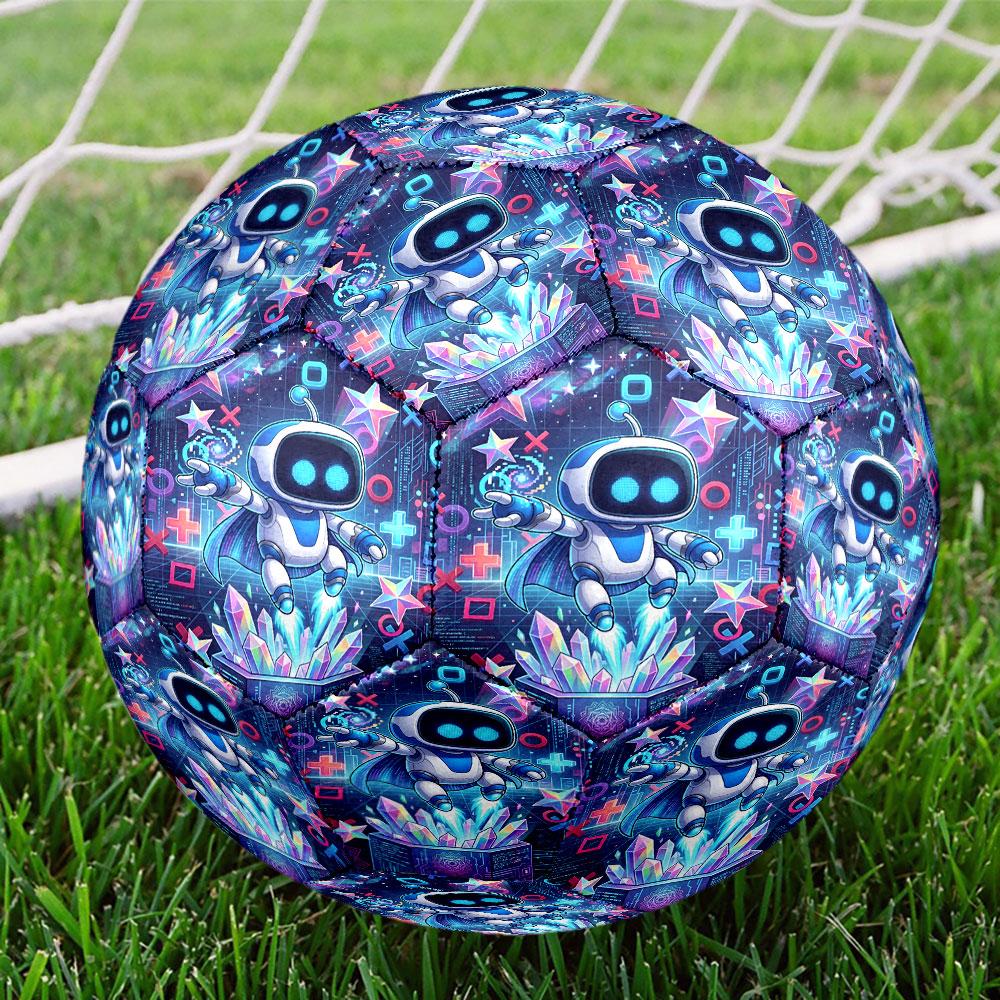 Cosmic Bot Crew Print Size 5 Soccer Ball, Standard Match Football for Sports Game and Team Practice, Ideal Gift for Soccer Fans