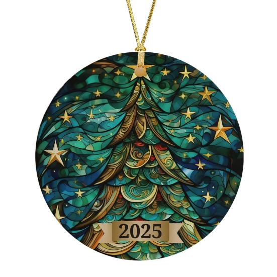 Мечта Рождественская елочная игрушка Сверкающая акриловая подвеска с золотой нитью Праздничный памятный подарок для семьи и друзей