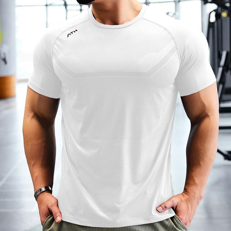 Мужская спортивная футболка Dry Fit с коротким рукавом, компрессионный свитер для бега, йога, одежда для пробежек и тренировок, рашгард