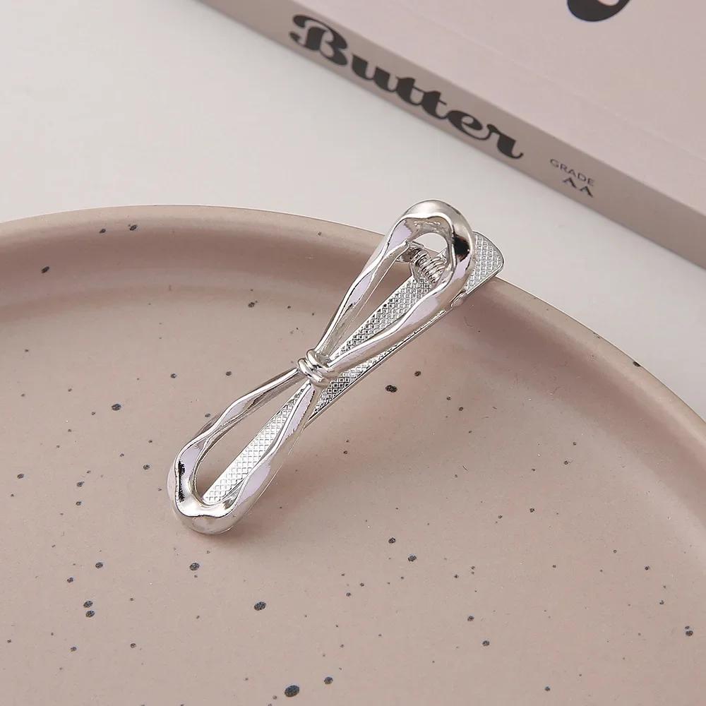 Изысканные Металлические Полые Заколки для Волос Золотого и Серебряного Цвета Сладкие Крутые Заколки для Челки Заколки-Уточки для Лба и Выбивающихся Волос Шпильки Стильные Головные Уборы