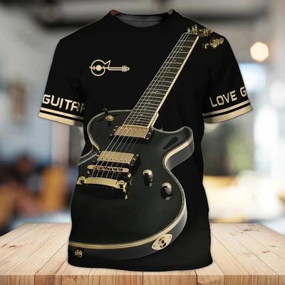 Гитара Gibson Мужские футболки электрогитарист рокеры футболки музыкальная школа дизайн 3D-печать Одежда Женская Имя пользователя