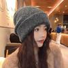 Осень и Зима Ленивый Стиль Пайетки Утолщенная Шапка-Бини Корейская Ветрозащитная и Теплая Шапка-Выдвиженка Повседневная и Универсальная Шапка, Подчеркивающая Маленькое Лицо, Холодная Шапка