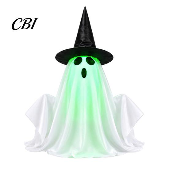 Entrance Welcome Scene Electric Lifting Halloween Ghost Decoration with Voice/Remote Control, Interactive Scary Glowing Voice Activated Prop