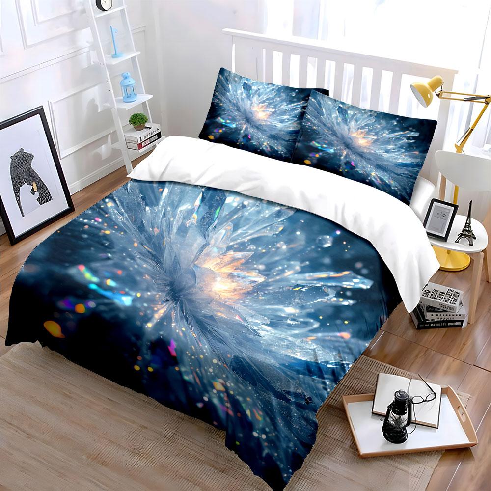 Crystal Decoration Art Set - Home Decor Bedding Set with 1 Duvet Cover 2 Pillowcases Single Double King Queen, Gift