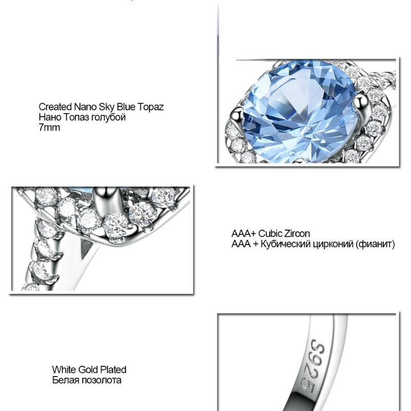 Gica Gema Korean 925 Sterling Silver Fashion Sky BluePersonalized Classic Ring for Women Fine Jewelry Wedding Engagement High Grade Party Gift