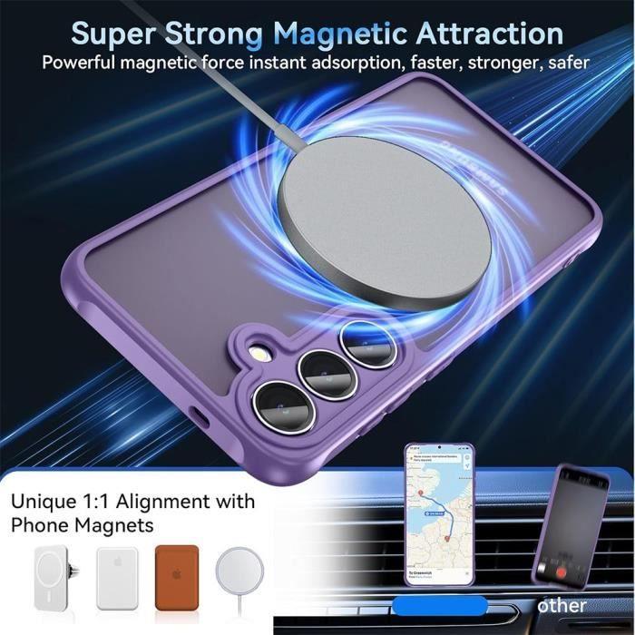 Coque pour Samsung Galaxy S25 Plus (Galaxy S25+) Protection avec Anneau Magnétique et Vitre Caméra - Translucide Violet