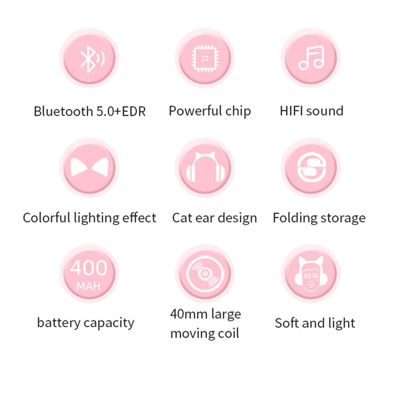 Складные беспроводные наушники с милым котом, Bluetooth-гарнитура, Hi-Fi музыкальные стереонаушники с поддержкой tf-карты для детей, подарки для девочек