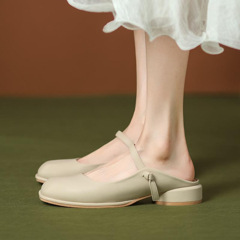 Французские туфли на толстом каблуке, маленькие кожаные туфли 2024 года, новые модные простые универсальные повседневные туфли в стиле ретро, осенние, удобные туфли на высоком каблуке