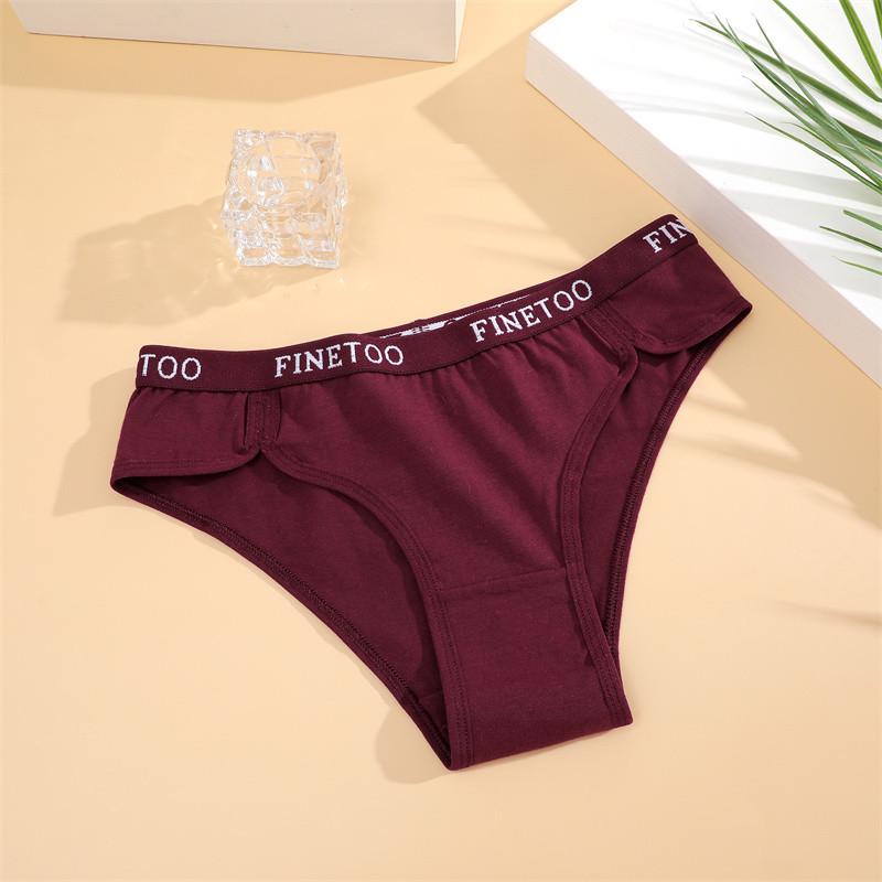 FINETOO Cotton Panty For Women Mid Waist Underwear Breathable Solid Color Lingerie