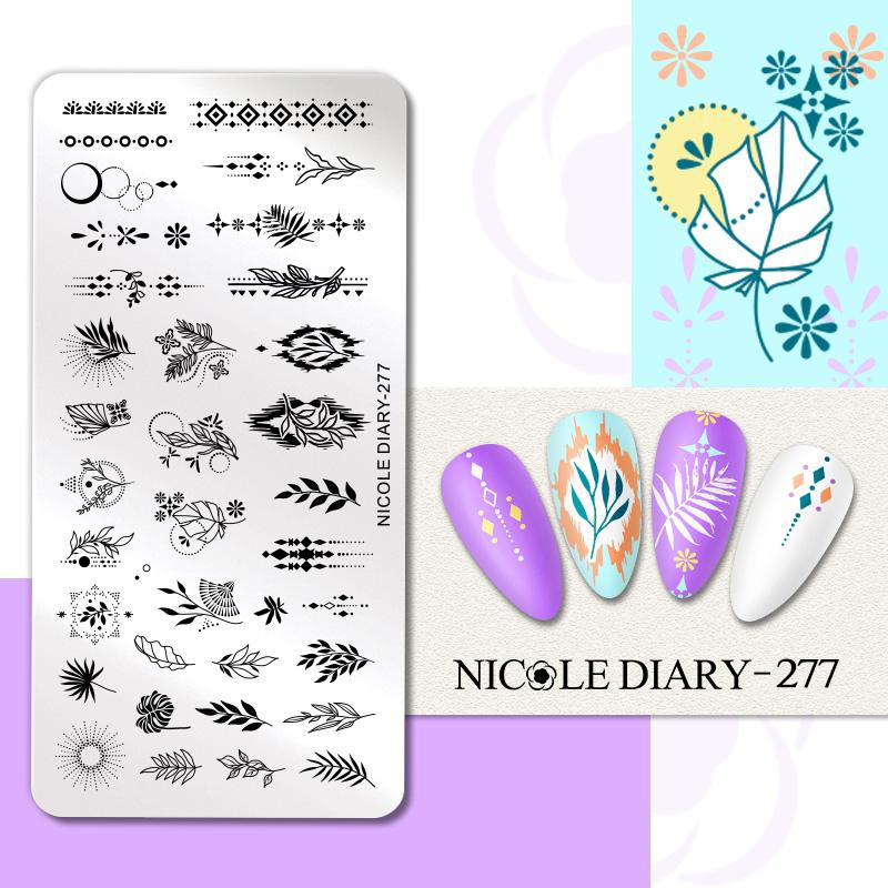 NICOLE DIARY Пластина для стемпинга ногтей Леопардовый Цветок Шаблон для переноса изображения Геометрия Лист Стерильный Стальной Штамп Инструмент для печати на ногтях