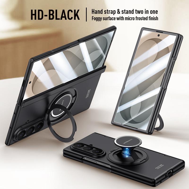 For Magsafe Magnetic Metal 360Rotate Holder Tempered Glass Film Protect Case for Samsung Galaxy Z Fold 8Ultra Spring Hinge Cover