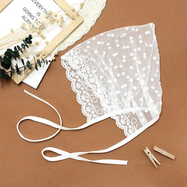 Silk Road Baby's Nelly Mall Lace Shirring Bonnet, 11 X 18.5 X 20 Cm, White, Popular Baby Clothes In Korea