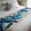 Decorative Cover for Garden Chairs Christmas Bed Runner Quilted-Look Flower Print Bedding Cover Coastal Style Extra Large Runner Queen King