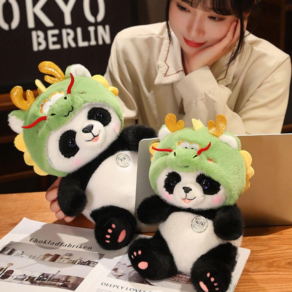 PP Cotton Transform Dragon Panda Doll Fluffy Cosplay Panda Dragon Stuffed Toy Children Girl