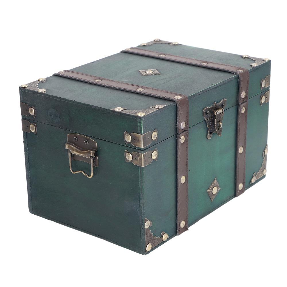 2PCS Antique Jewelry Organizer Box With Lock Keepsake Memory Box Treasure Chest Box  Bedroom Storage
