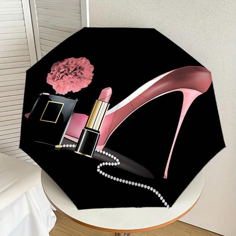 1PC high heel lipstick Umbrella-8-Rib Reinforced Portable Folding Travel Suitable for All Seasons Outdoor Daily Use-J324