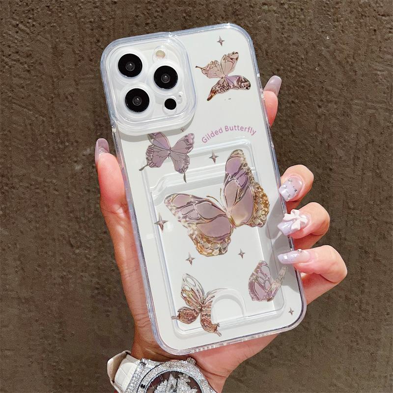 Силиконовый чехол-карман для карт для Samsung S25 S24 S23 Ultra Xiaomi Redmi Note 13 12 11 iPhone 17 16 14 Pro Max Прозрачный бампер для телефона