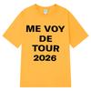 Певица Розалия Me Voy The Tour 2026 Печатная футболка Мужская Женская Модная футболка Короткий рукав 100% Хлопок Оверсайз Хип-хоп Футболки