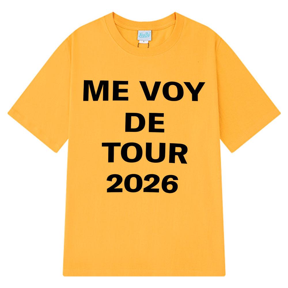 Певица Розалия Me Voy The Tour 2026 Печатная футболка Мужская Женская Модная футболка Короткий рукав 100% Хлопок Оверсайз Хип-хоп Футболки