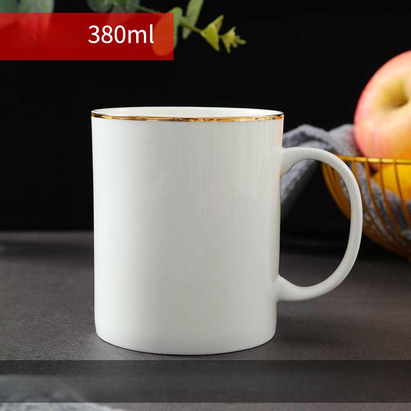 Кофейная кружка из костяного фарфора с золотым ободком, 200-400 мл, чайная чашка с ручкой, белая, 1 шт., для эспрессо, горячего какао, капучино, латте и холодных напитков, подходит для микроволновой печи