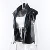 High Quality Side Drawstring Cool Stylish Women Fashion Faux Leather Motorcycle Vest For Dialy Wear Jacket