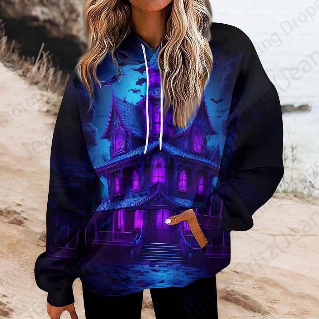 Happy Halloween 3D Print Hoodie Women Fashion Oversize Hoodies Women Sweats Halloween Hoodie Sweatshirt Women Sports Suits Coat