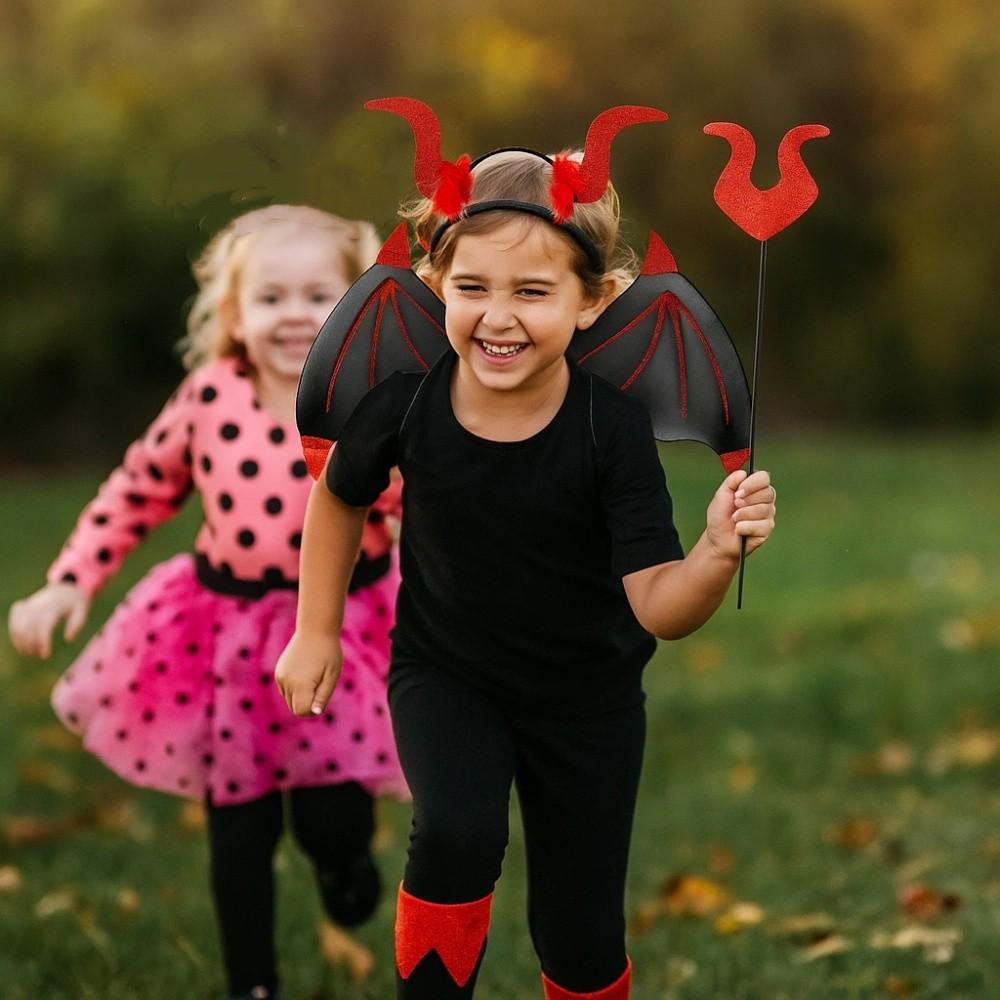 3Pcs/Set Bat Wings with Tail Halloween Cosplay Props Funny Demon Wings Set Role Play