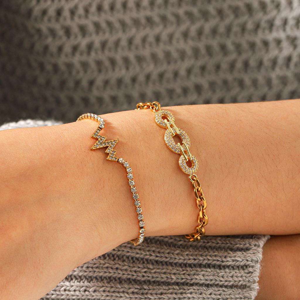 Euro-American Ins style micro-pave bracelet for women, high-end zircon jewelry, niche design titanium steel accessories