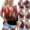 Женская модная повседневная рубашка с лацканами и рукавом 3/4 с принтом на Хэллоуин, женские топы на пуговицах